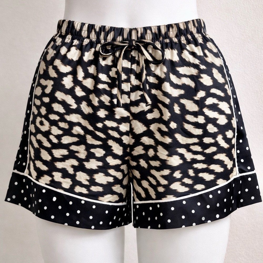 Victoria’s‎ Secret Satin Leopard Print Lounge Shorts Polka Dot Trim XL